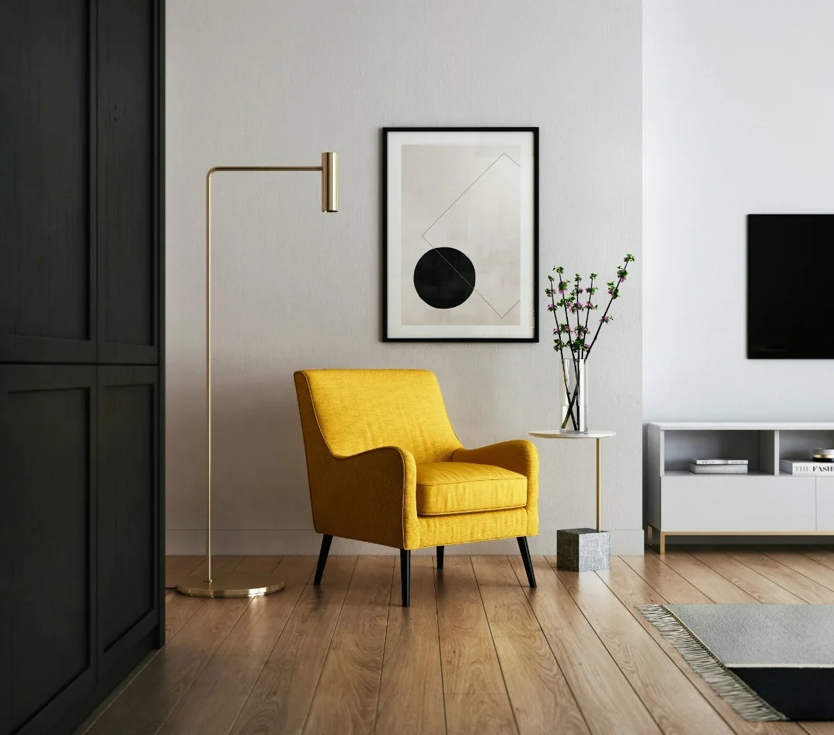 Mid-Century Modern Accent Chair - Mustard Yellow
